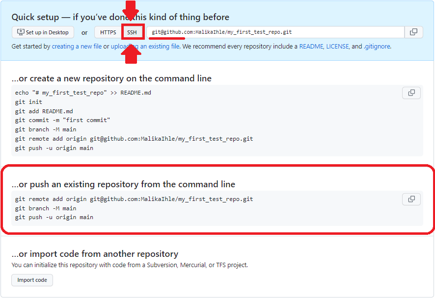 quick setup GitHub