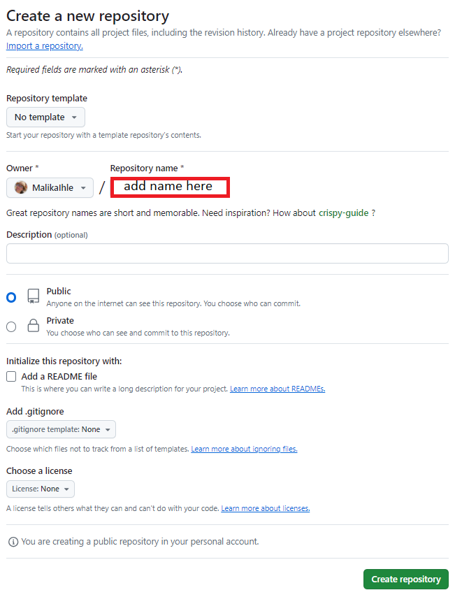 new GitHub repository