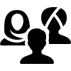 icon with multiple speakers representing a multilingual audience