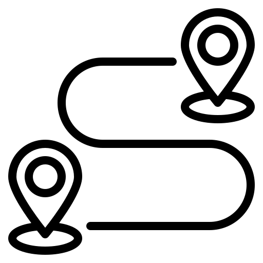 icon depiciting a starting point and end point connected by a line