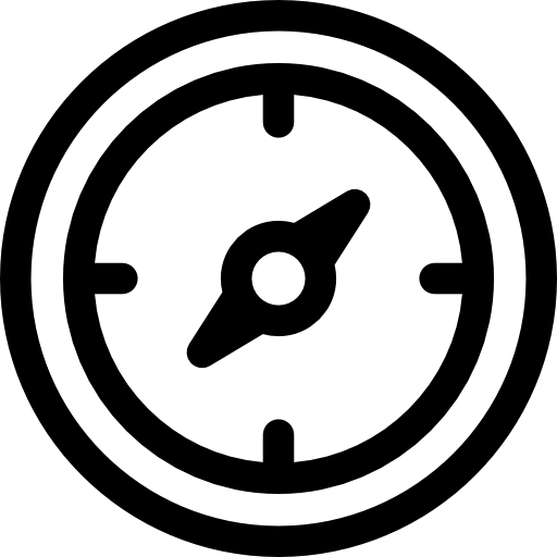icon depiciting a point within a radius representing orientation
