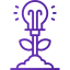 icon with a purple lightbulb and roots to represent a growth mindset